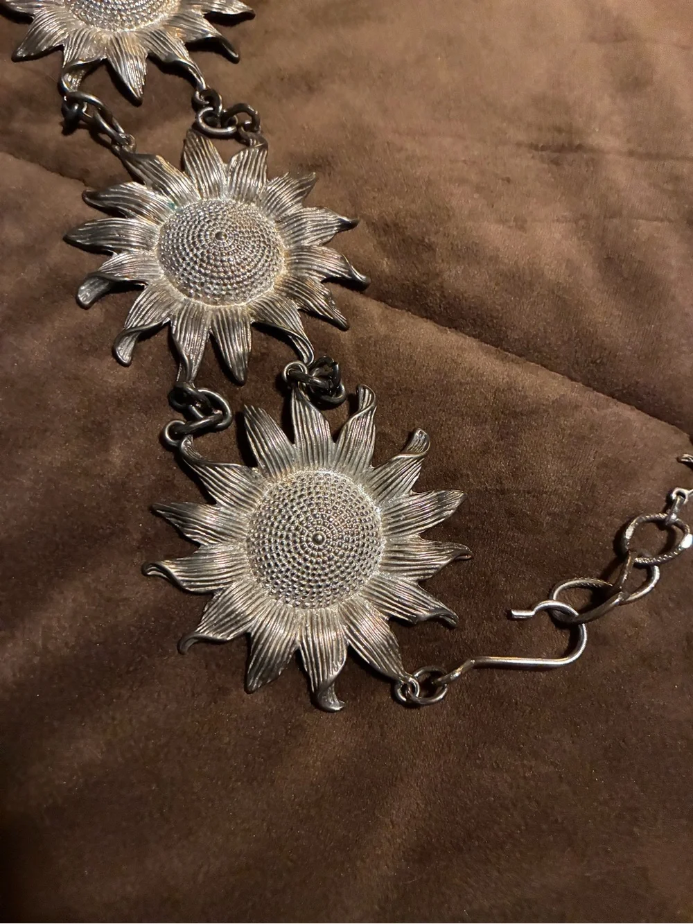 Silver Sunburst Flower Chain Belt